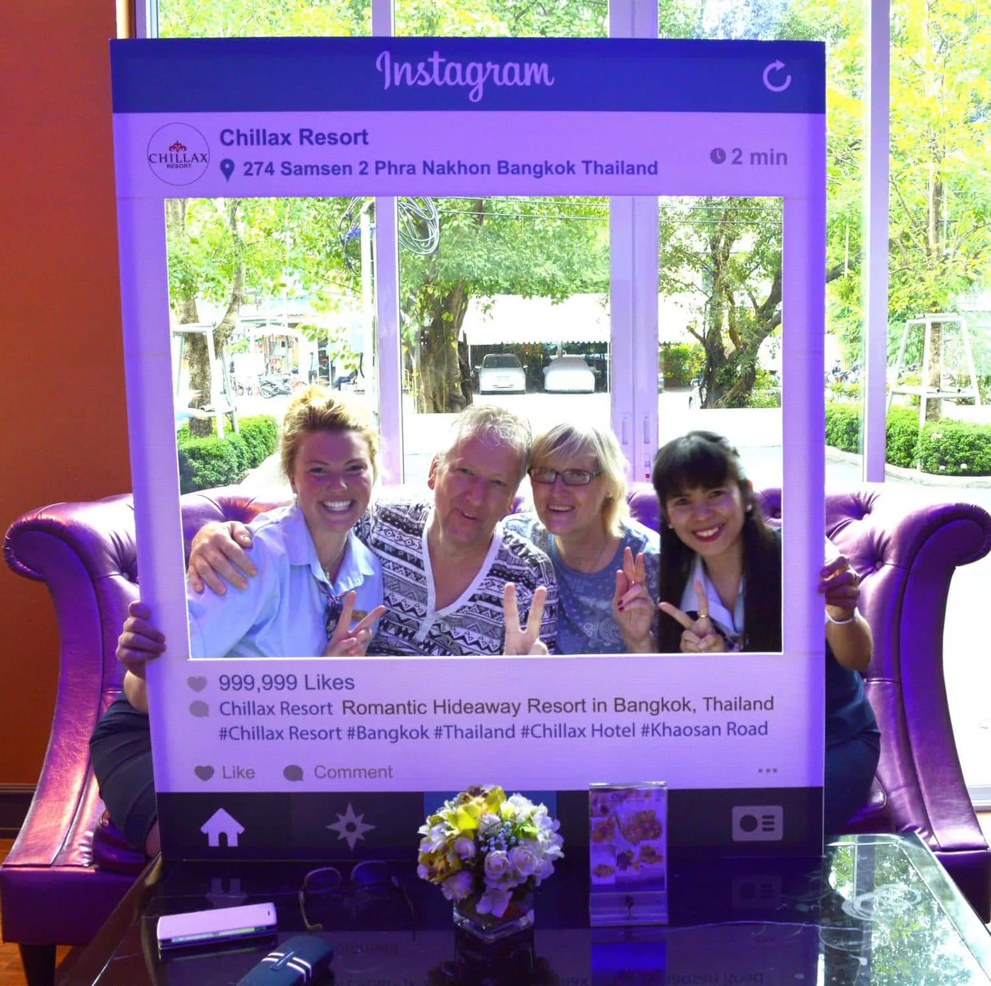 Guests photographed at Chillax Resort for the Tripadvisor recognition archive