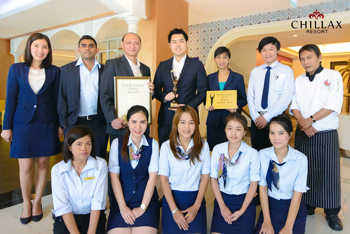 Chillax Resort team celebrating the World Luxury Hotel Award