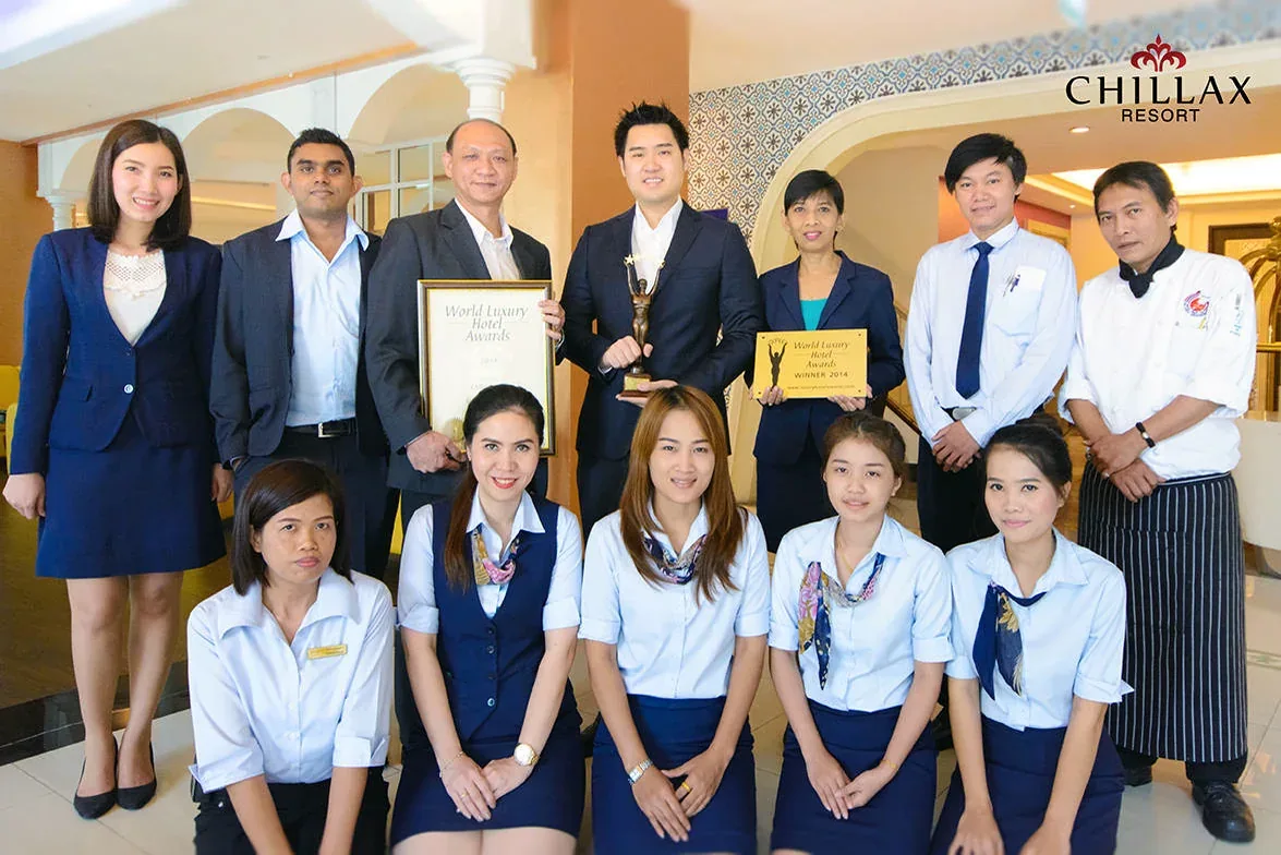Chillax Resort team celebrating the World Luxury Hotel Award
