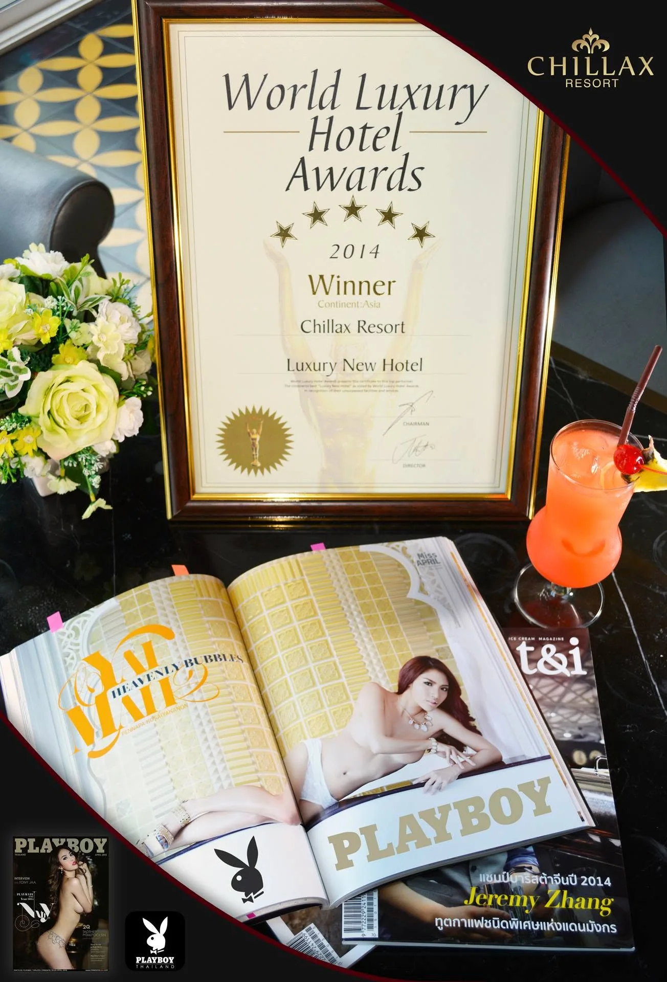 Playboy Thailand April 2015 issue displayed at Chillax Resort